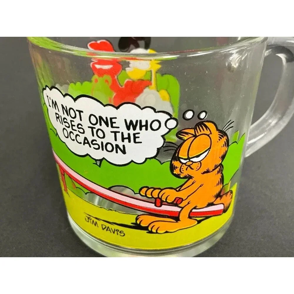Vintage Garfield & Odie Set of 4 McDonalds 1978 Collectible Glass Mugs Cups Coll